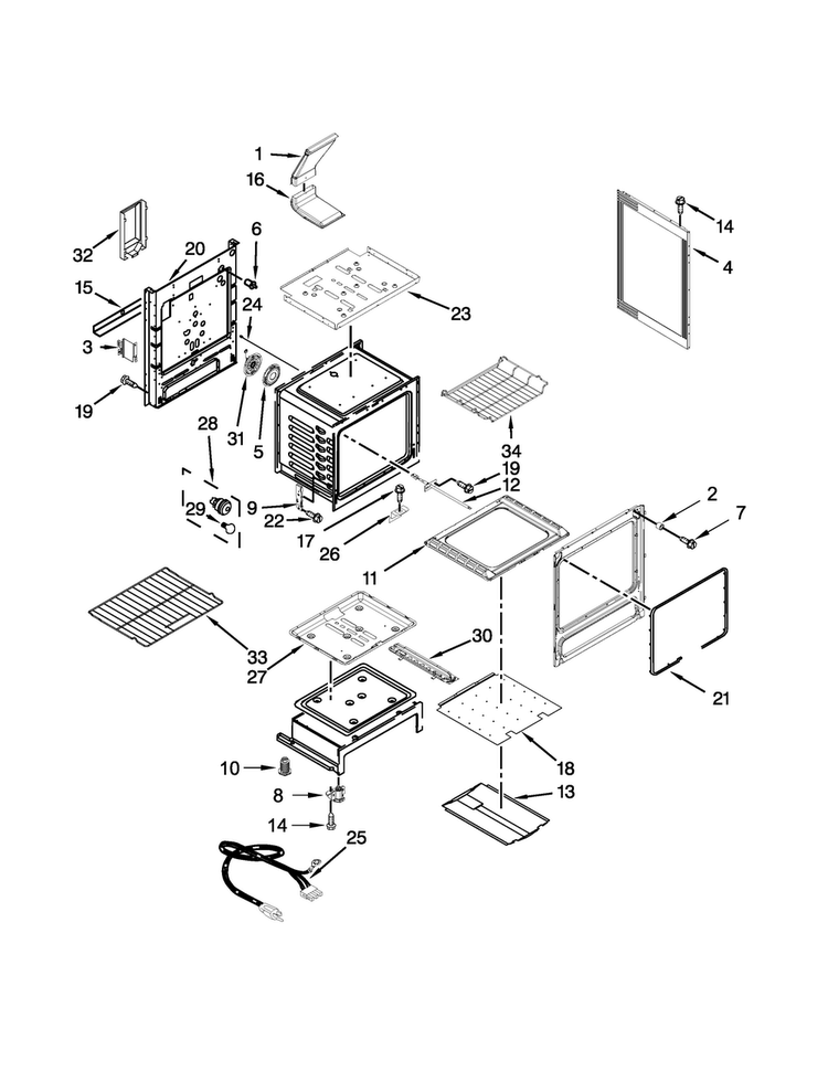 Chassis Parts Diagram and Parts List for KGRS202BSS2  KitchenAid Range