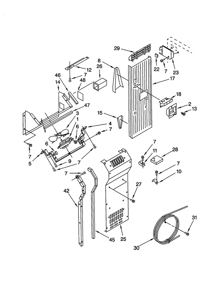 Air Flow And Reservoir Diagram and Parts List for KSSS36QJS00  KitchenAid Refrigerator