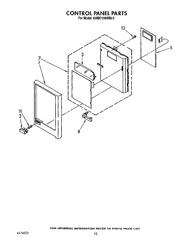 CONTROL PANEL, LIT/OPTIONAL Diagram and Parts List for KHMC106WAL0  KitchenAid Microwave