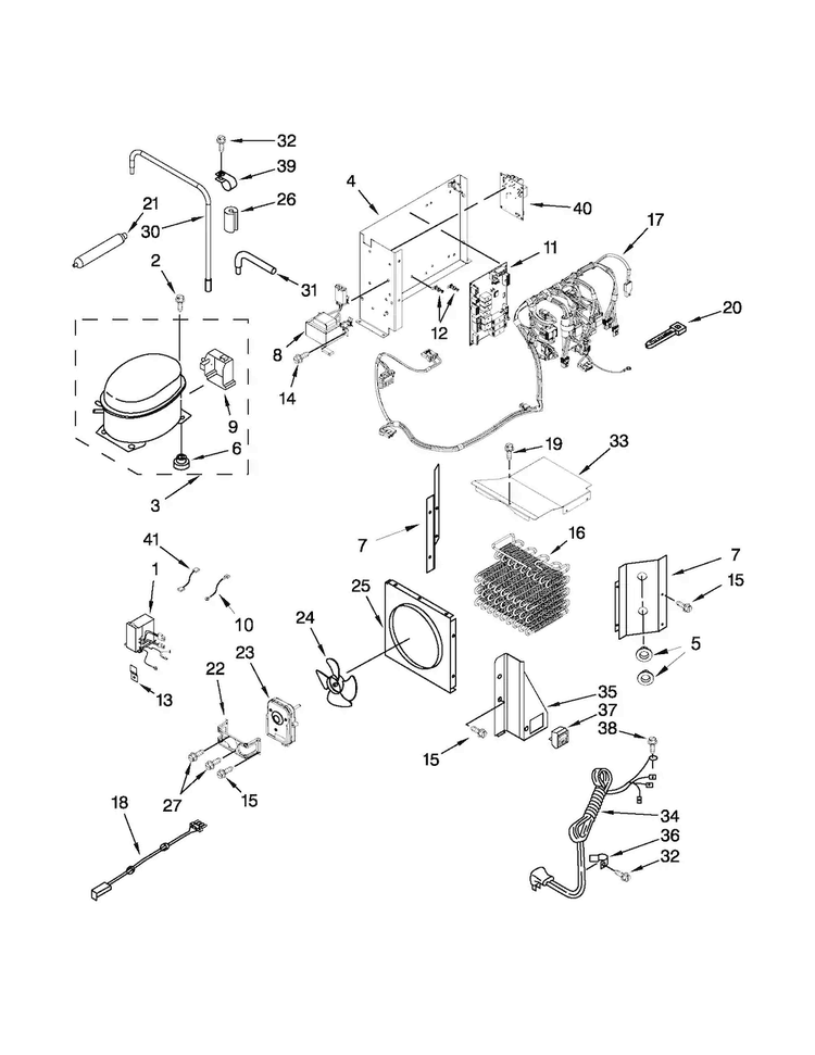 Upper Unit Parts Diagram and Parts List for KBLO36FTX08  KitchenAid Refrigerator