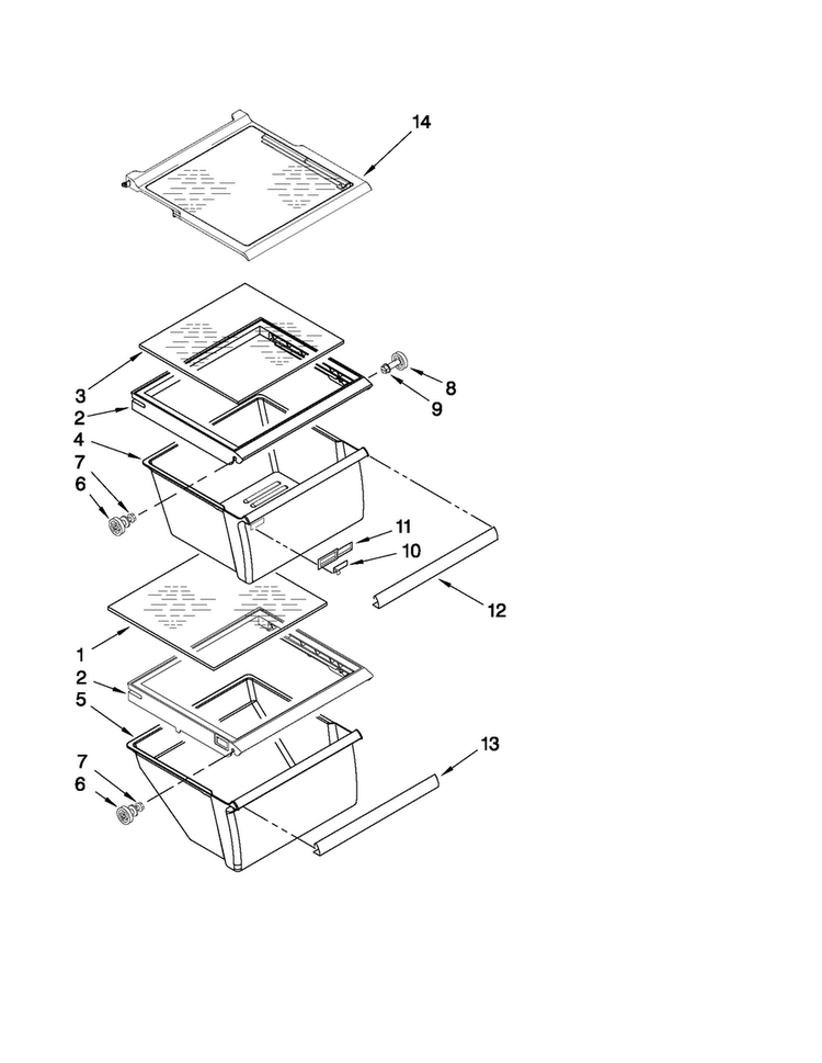 Refrigerator Shelf Parts Diagram and Parts List for 10651113210  Kenmore Refrigerator
