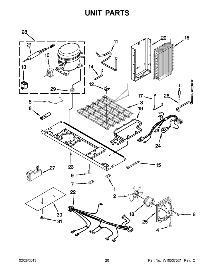 UNIT PARTS Diagram and Parts List for WRL767SIAM00  Whirlpool Refrigerator