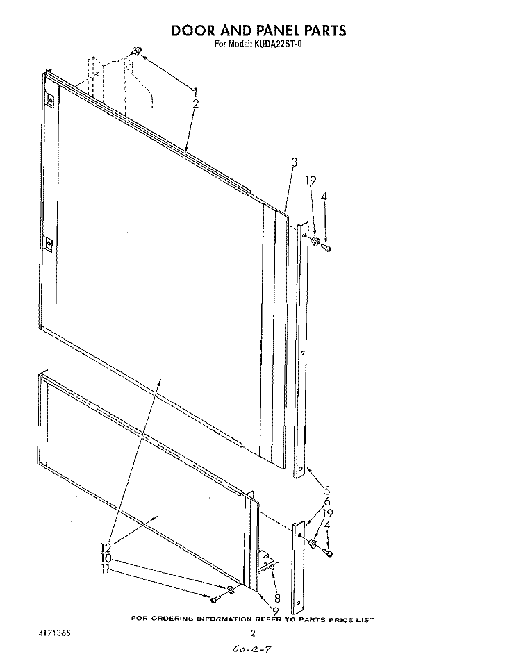 DOOR AND PANEL Diagram and Parts List for KUDA22ST0  KitchenAid Dishwasher