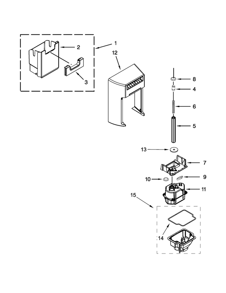 Motor And Ice Container Parts Diagram and Parts List for BRS75BRANA00  Whirlpool Refrigerator