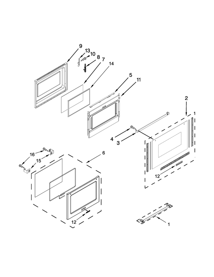 Lower Door Parts Diagram and Parts List for KFED500EBL01  KitchenAid Range