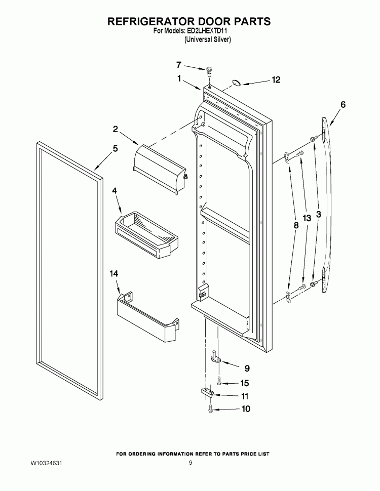 REFRIGERATOR DOOR PARTS Diagram and Parts List for ED2LHEXTD11  Whirlpool Refrigerator