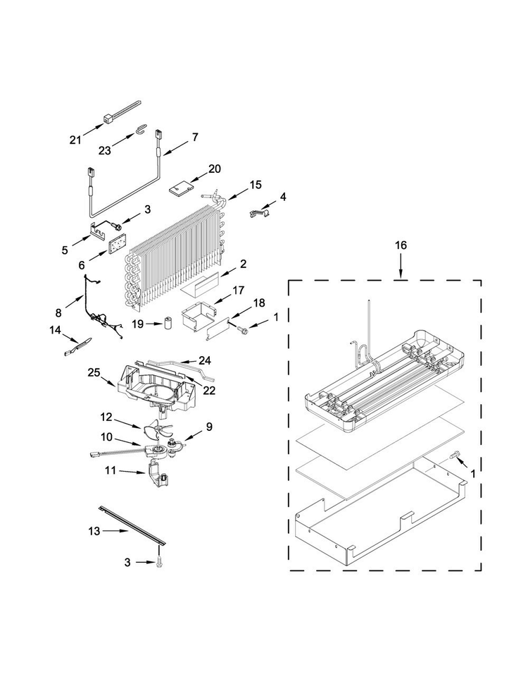 Lower Unit And Tube Parts Diagram and Parts List for KBBL206EPA00  KitchenAid Refrigerator