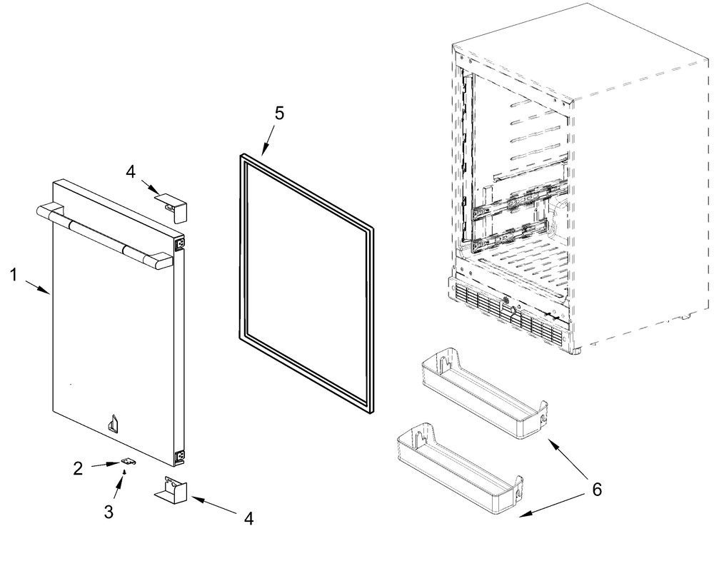 Door Parts Diagram and Parts List for JURFL242HL02,JURFR242HL02  Whirlpool Wine and Beverage Cooler