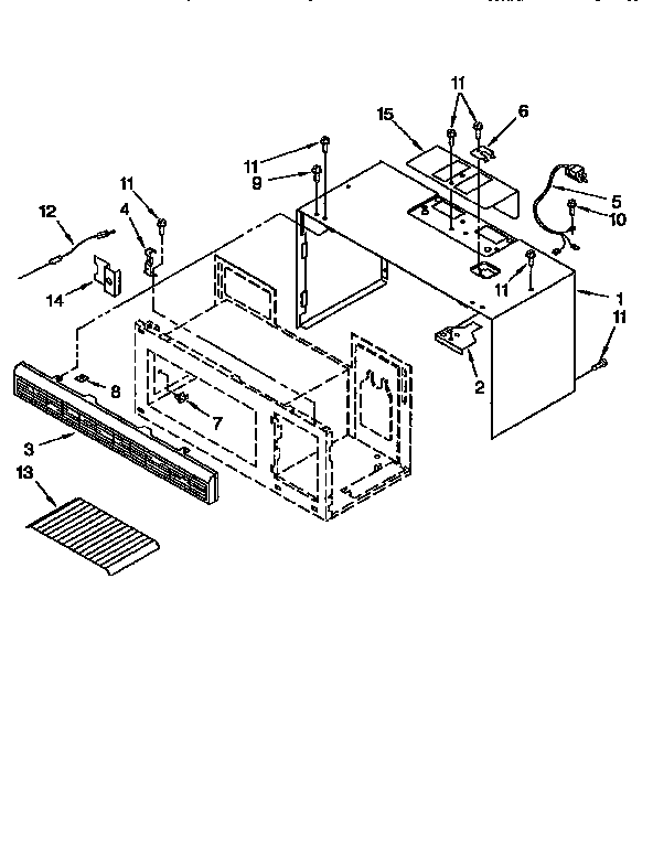 Cabinet Diagram and Parts List for MH7110XBQ8  Whirlpool Microwave