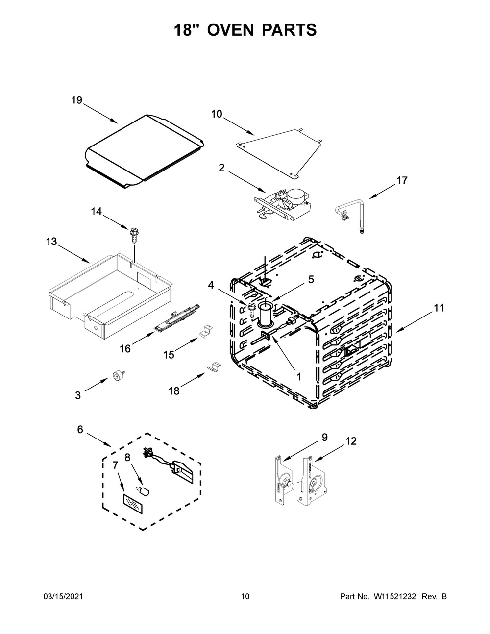 18 Inch Oven Parts Diagram and Parts List for JGRP748HM01  Whirlpool Range