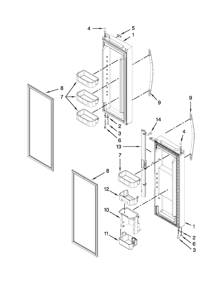 Refrigerator Door Parts Diagram and Parts List for WRF560SMYW01  Whirlpool Refrigerator