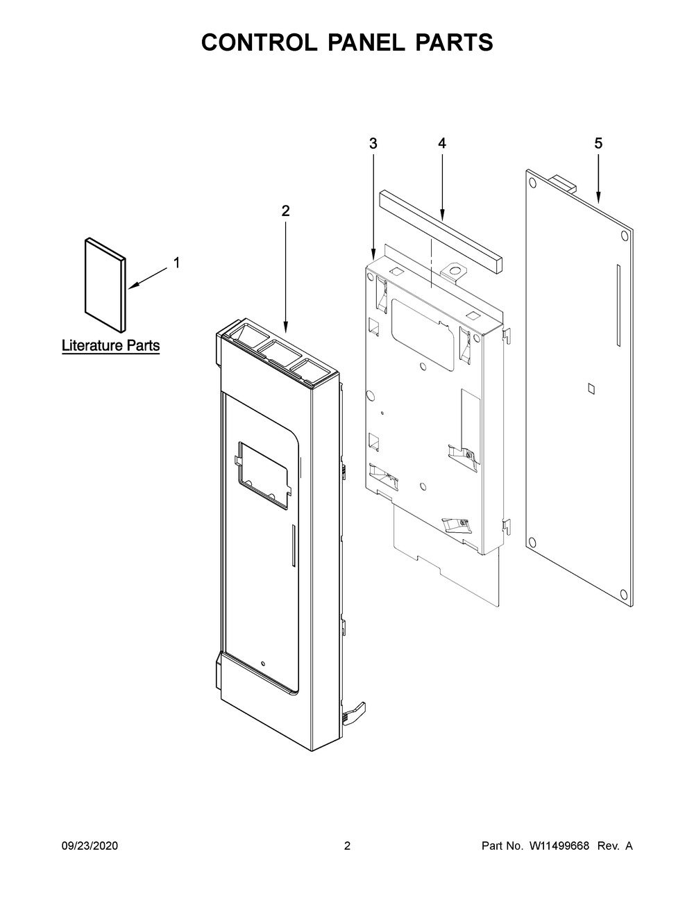 Control Panel Parts Diagram and Parts List for WMH31017HZ5  Whirlpool Microwave