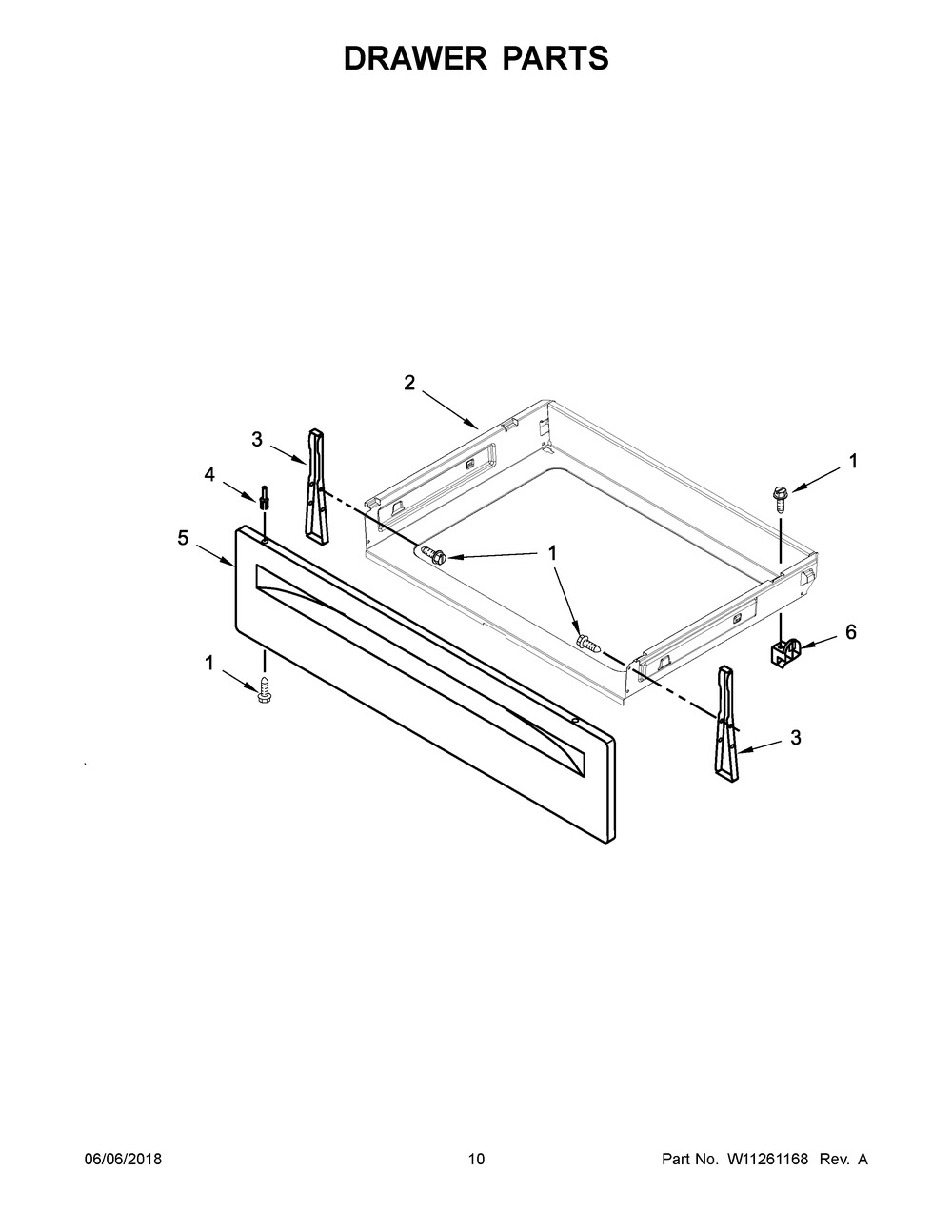 Drawer Parts Diagram and Parts List for YWFC310S0EW2  Whirlpool Range