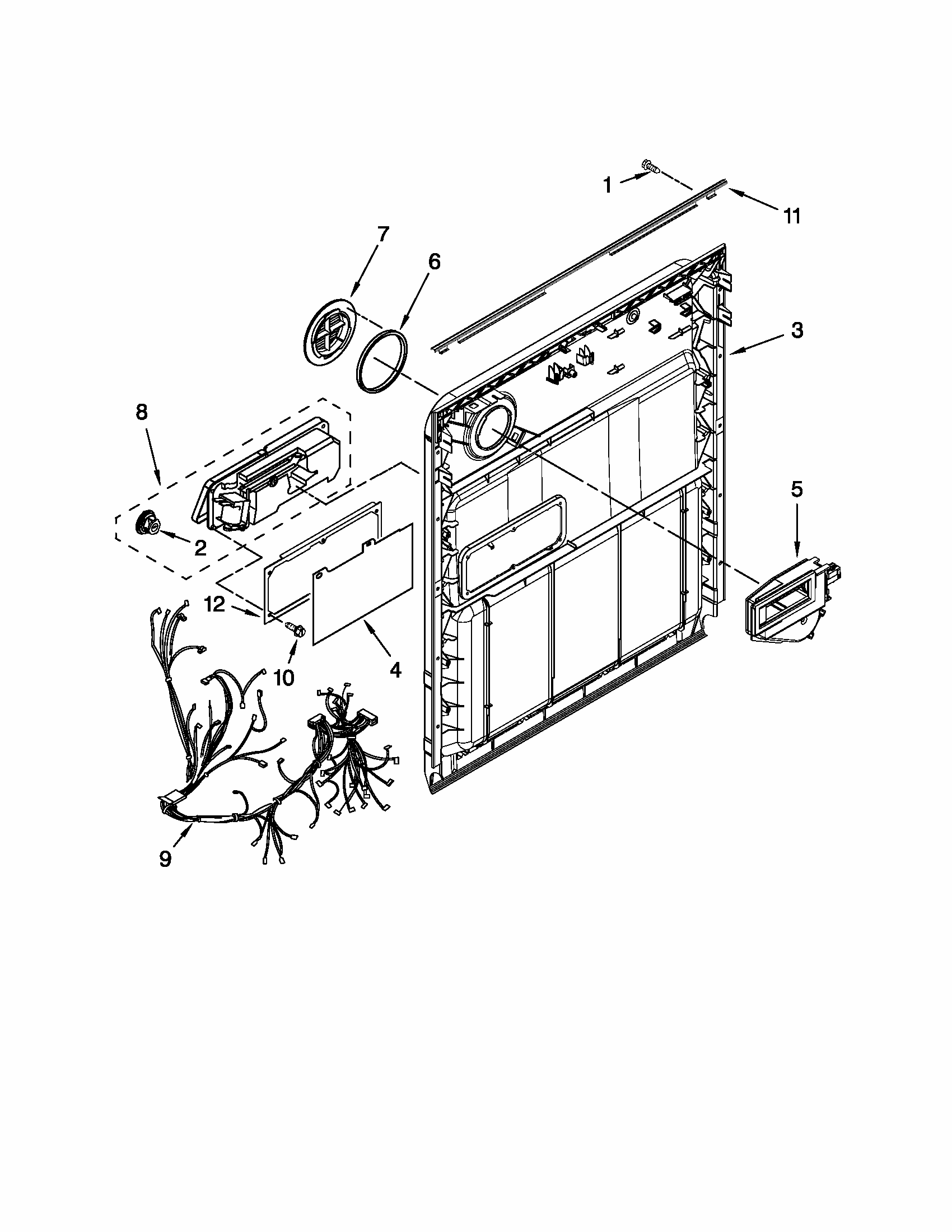 Inner Door Parts Diagram and Parts List for 66513033K111  Kenmore Dishwasher