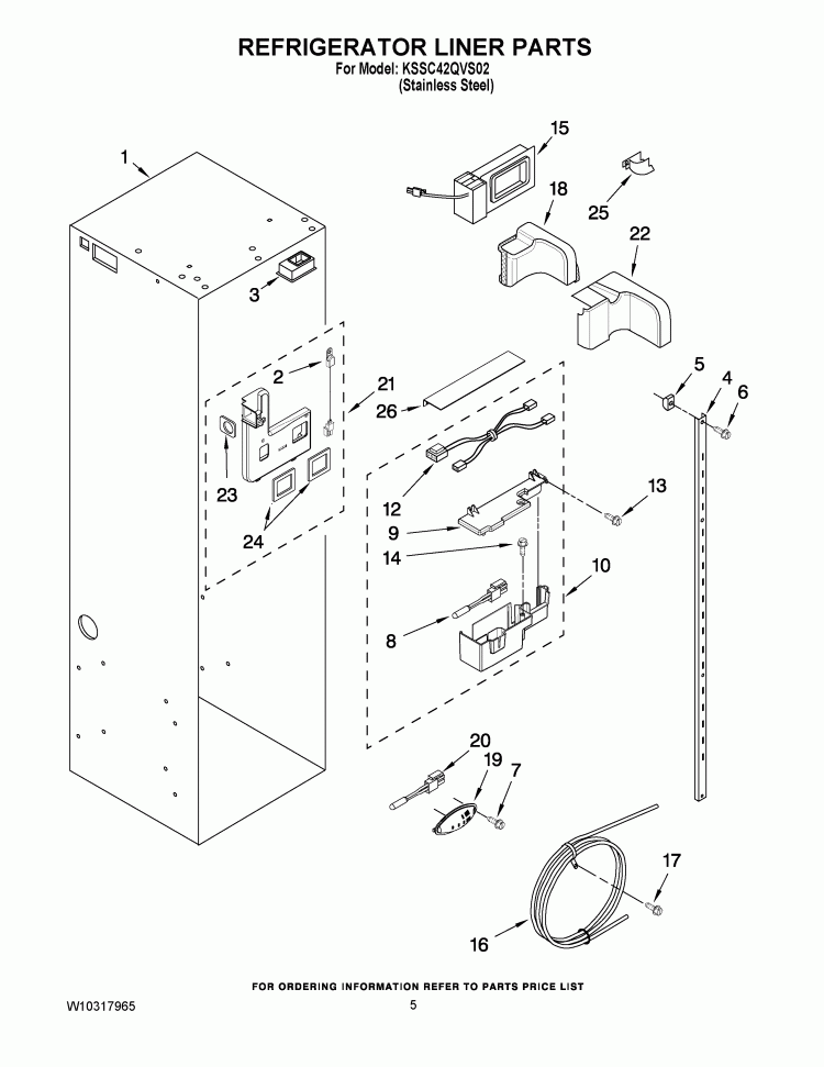 REFRIGERATOR LINER PARTS Diagram and Parts List for KSSC42QVS02  KitchenAid Refrigerator