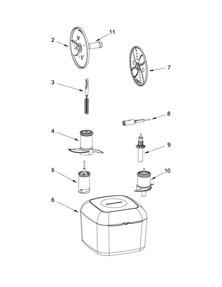 Attachment Parts Diagram and Parts List for 5KFP1444AFP0  KitchenAid Food Processor