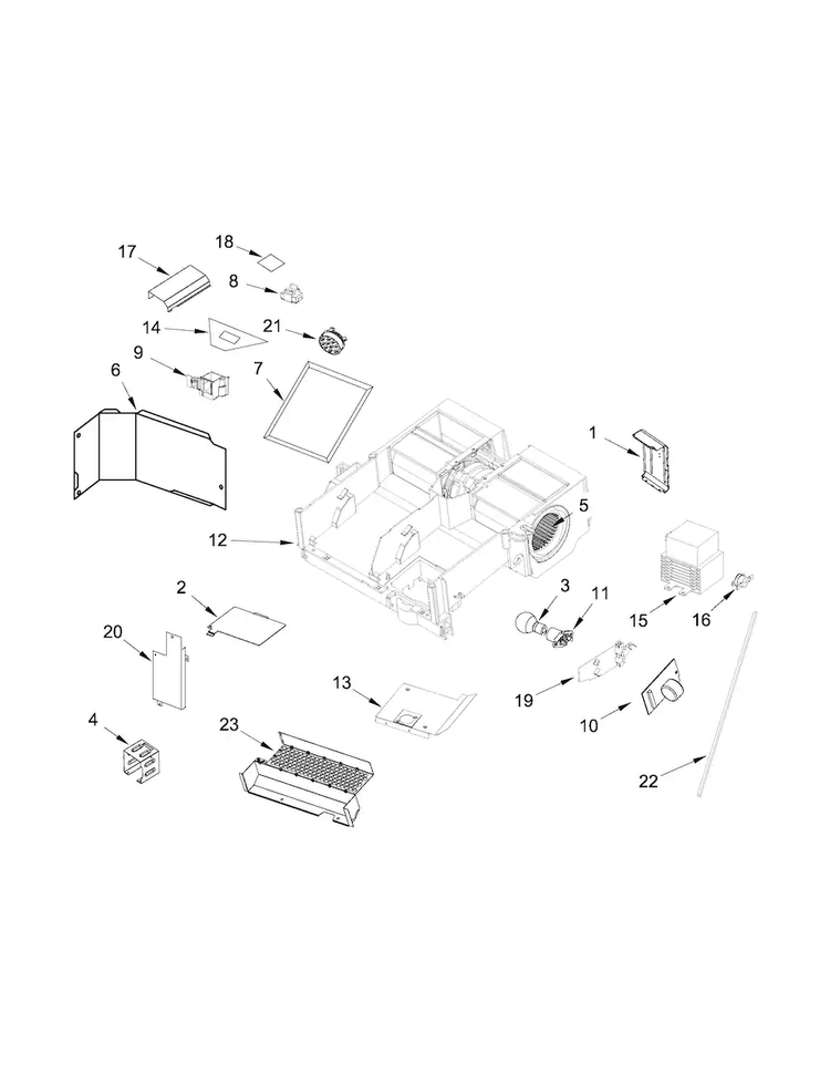 Air Flow Parts Diagram and Parts List for WMH53520CW0  Whirlpool Microwave