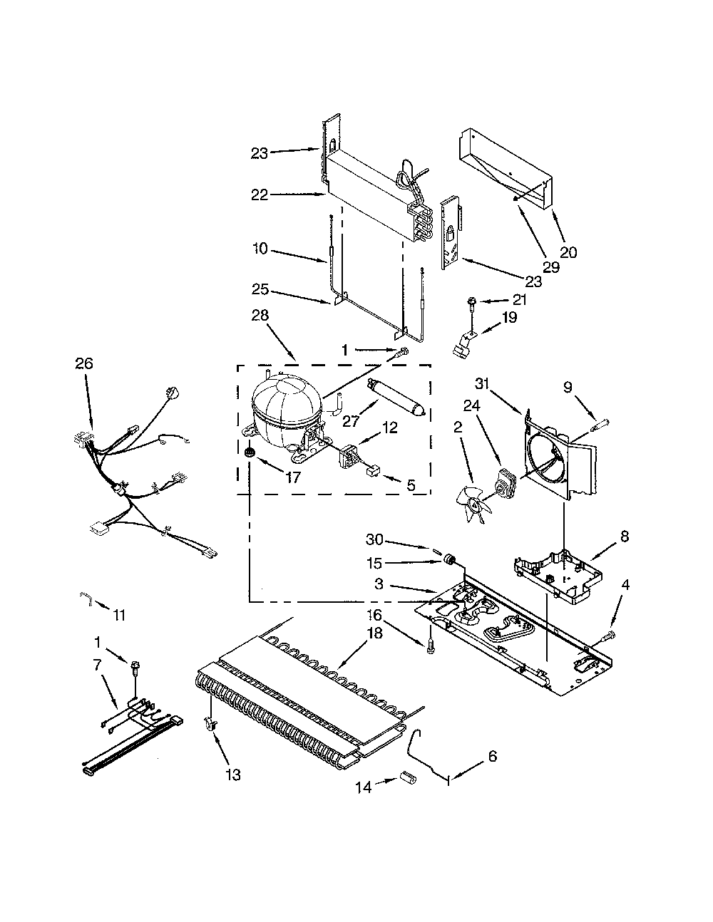 Unit Diagram and Parts List for KBFS20EVBL10  KitchenAid Refrigerator