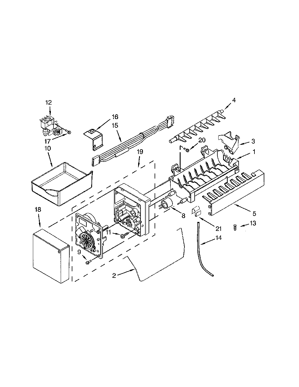 Ice Maker Diagram and Parts List for KBFS20EVBL10  KitchenAid Refrigerator