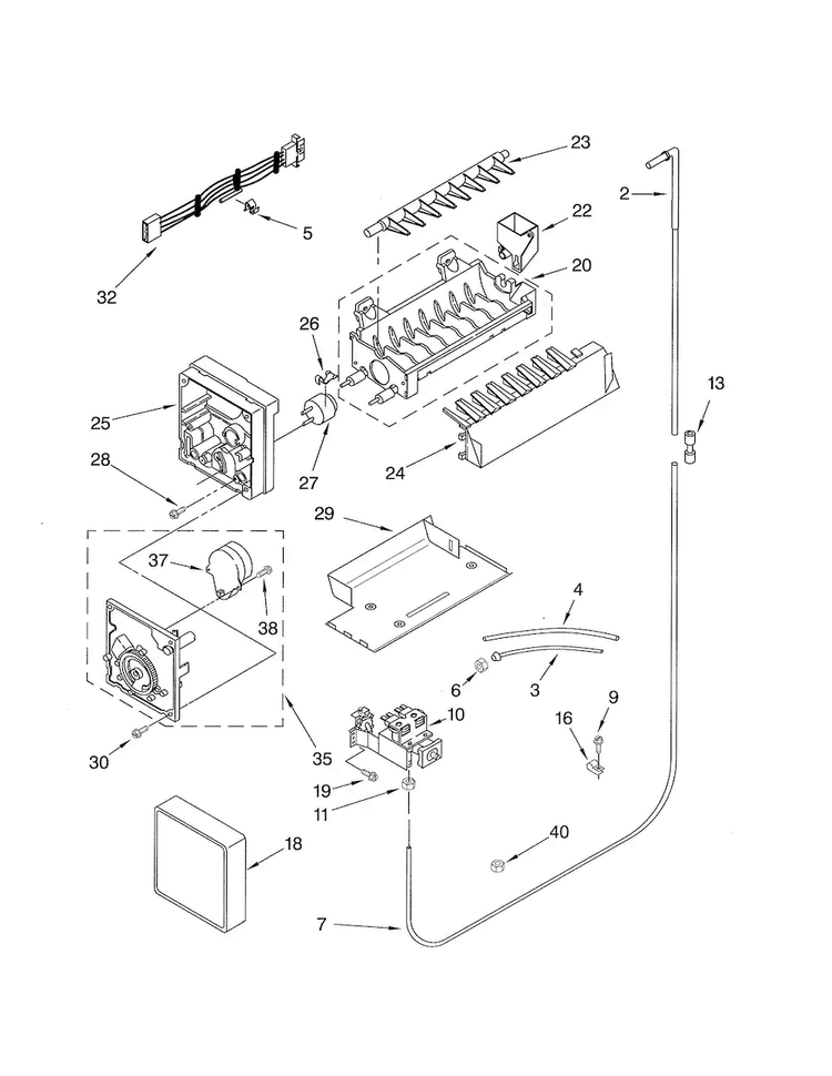 Icemaker Diagram and Parts List for KSRA25ILBL02  KitchenAid Refrigerator
