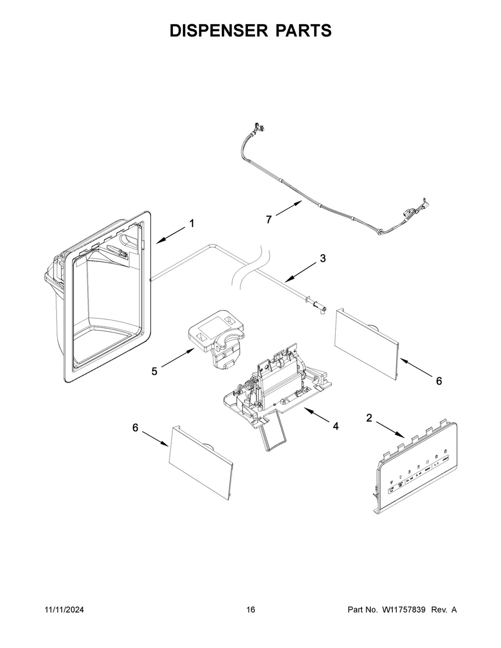09 - Dispenser Parts Diagram and Parts List for WRS321SDHZ13  Whirlpool Refrigerator