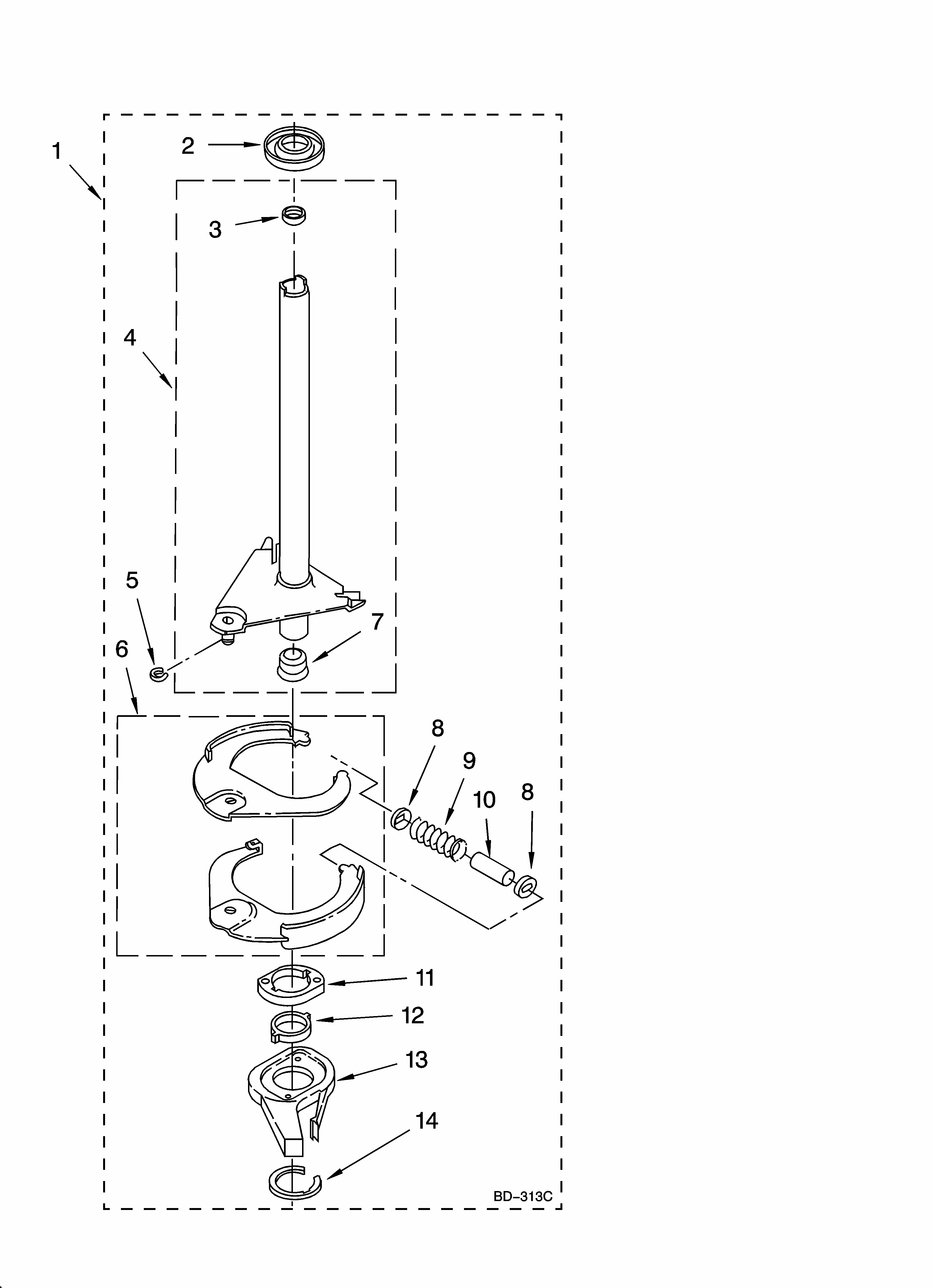 Brake And Drive Tube Parts Diagram and Parts List for 11098752794  Kenmore Washer Dryer Combo