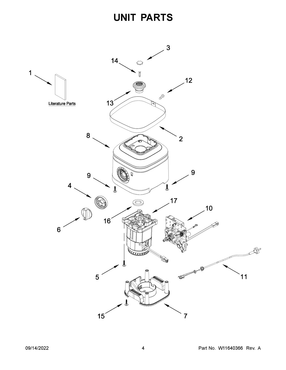 Unit Parts Diagram and Parts List for KSB4026TPP0  KitchenAid Dishwasher