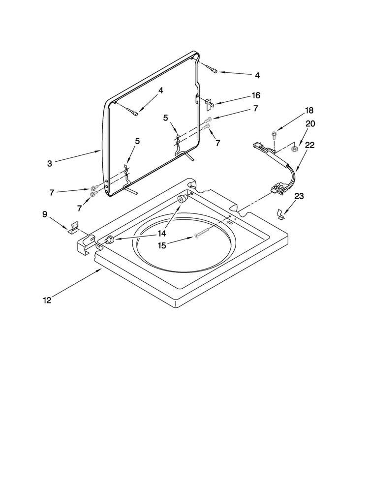 Washer Top And Lid Parts Diagram and Parts List for 11098752798  Kenmore Washer Dryer Combo