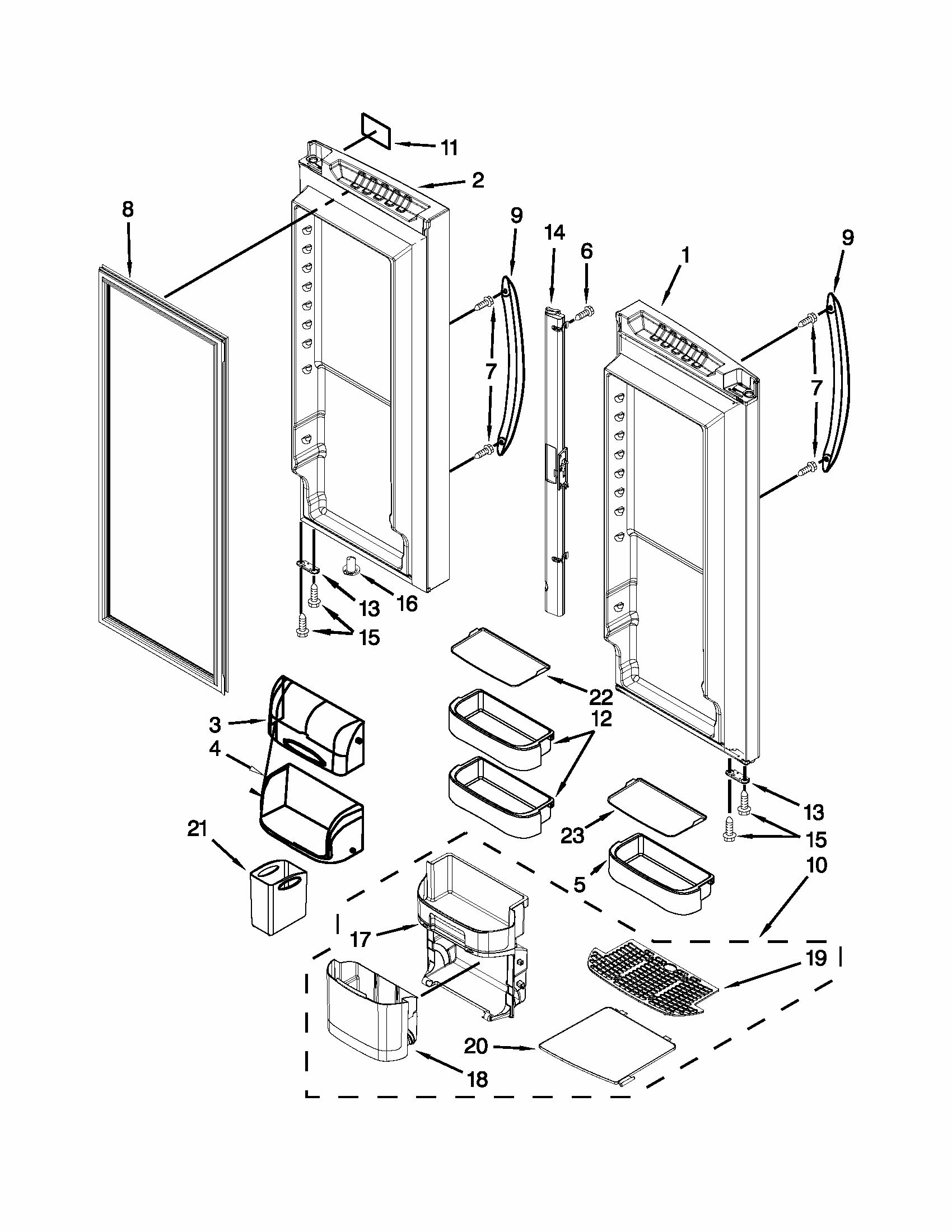 Refrigerator Door Diagram and Parts List for 59679533019  Kenmore Refrigerator