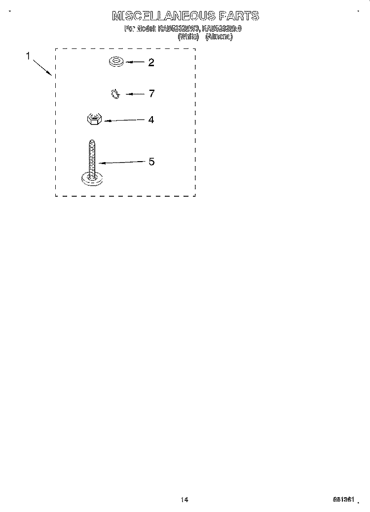 MISCELLANEOUS, LIT/OPTIONAL Diagram and Parts List for RAB5232EW0  Roper Washer