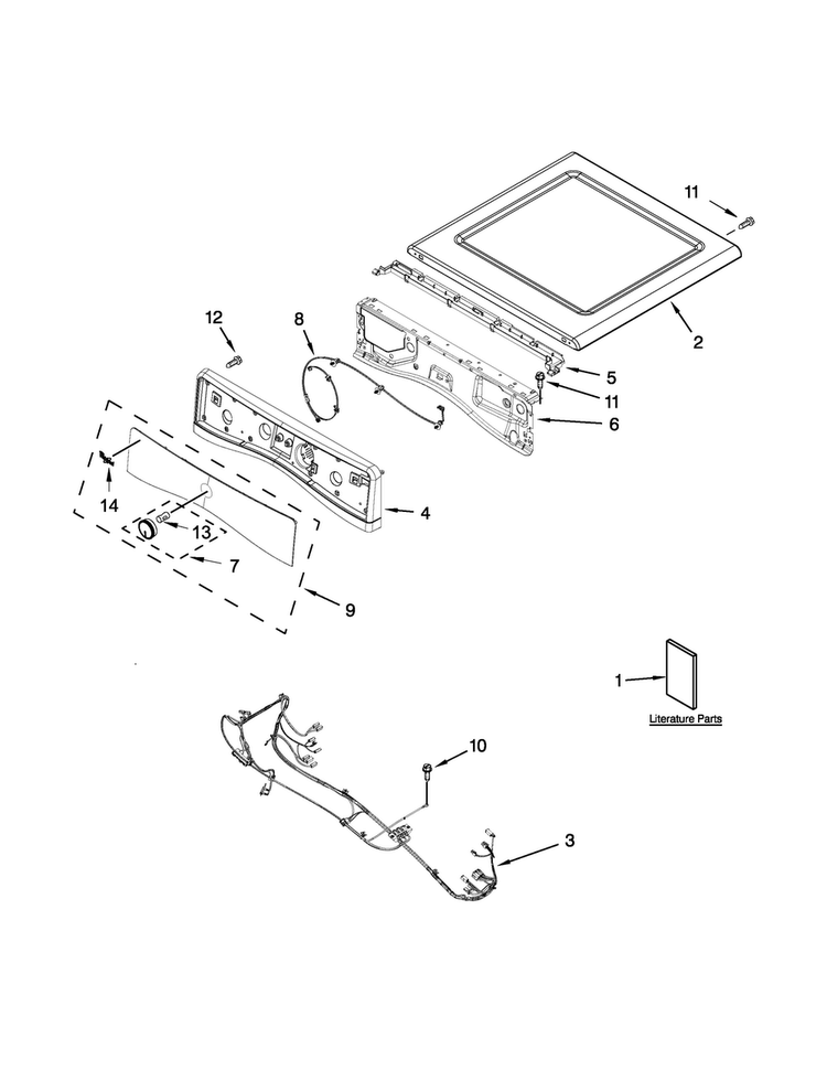 Top And Console Parts Diagram and Parts List for WED97HEDW0  Whirlpool Dryer