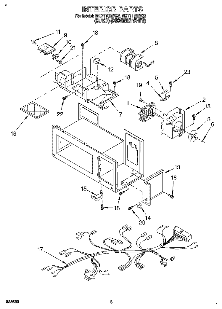 INTERIOR, LIT/OPTIONAL Diagram and Parts List for MH7110XBQ2  Whirlpool Microwave
