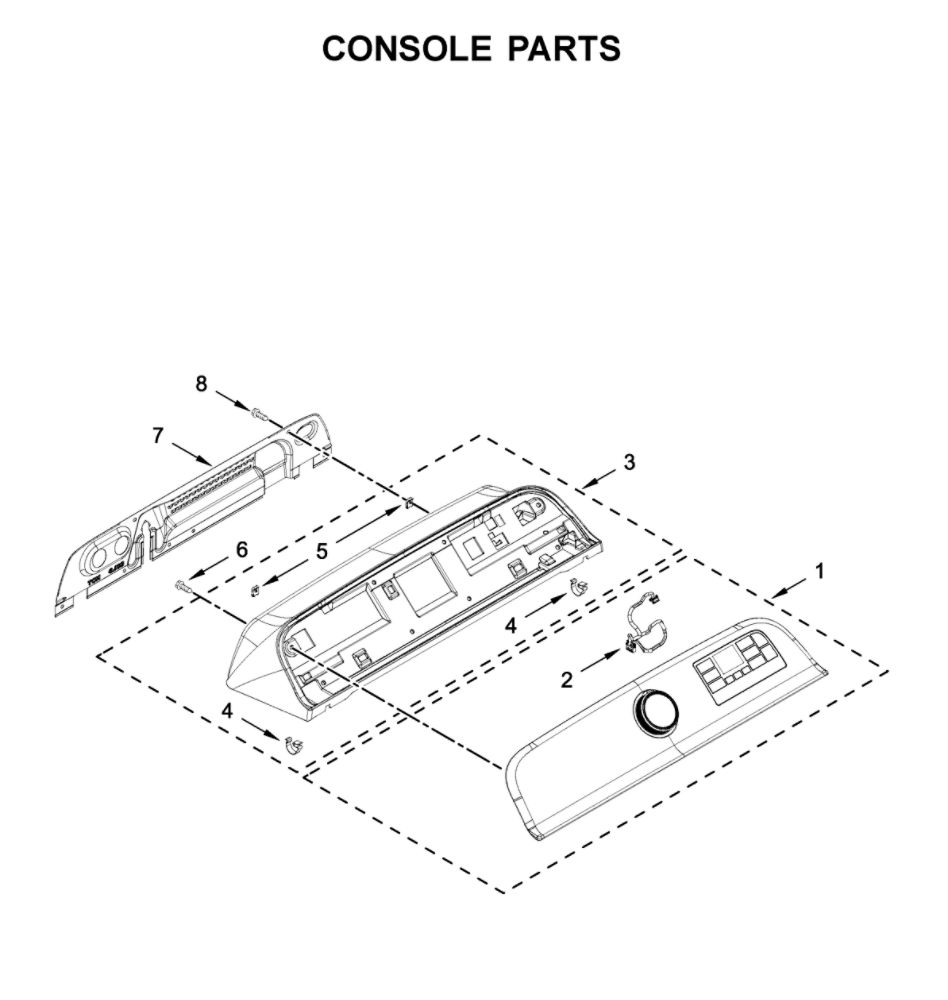 Console Parts Diagram and Parts List for 11021112020  Kenmore Washer