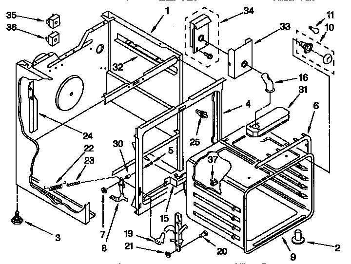 Oven Parts Diagram and Parts List for RF376PXYN3  Whirlpool Range