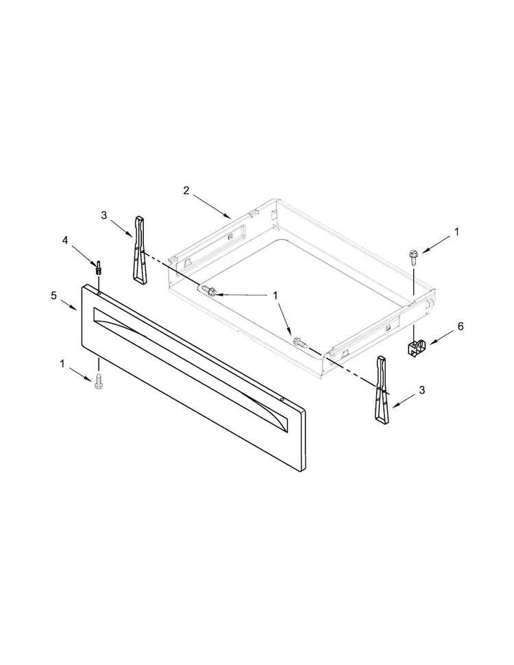 Drawer Parts Diagram and Parts List for WFC150M0EB0  Whirlpool Range