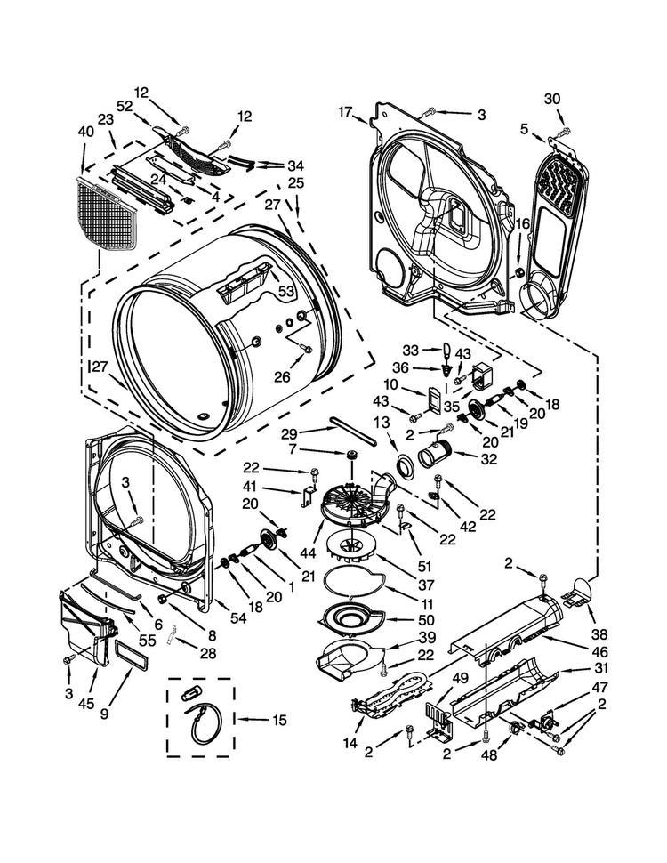 Bulkhead Parts Diagram and Parts List for 110C68102310  Kenmore Dryer