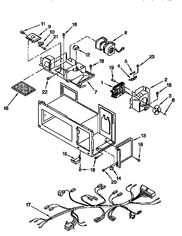 Interior Diagram and Parts List for MH7110XBQ8  Whirlpool Microwave