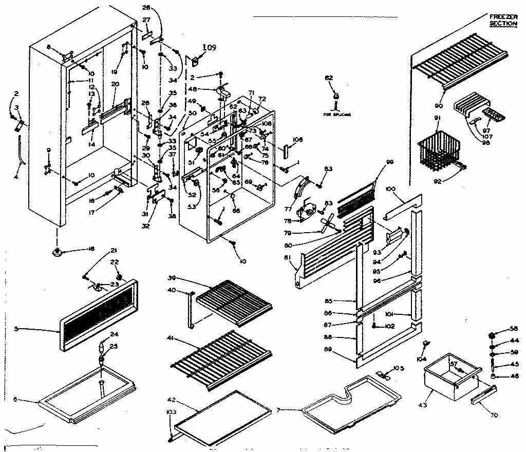 Cabinet Parts Diagram and Parts List for 106T14FL1  Kenmore Refrigerator