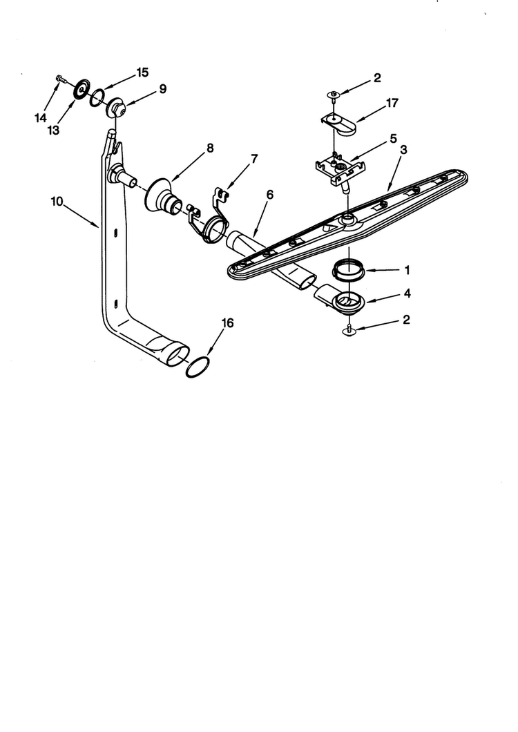 Upper Wash And Rinse Diagram and Parts List for KUDC24SESS24  KitchenAid Dishwasher