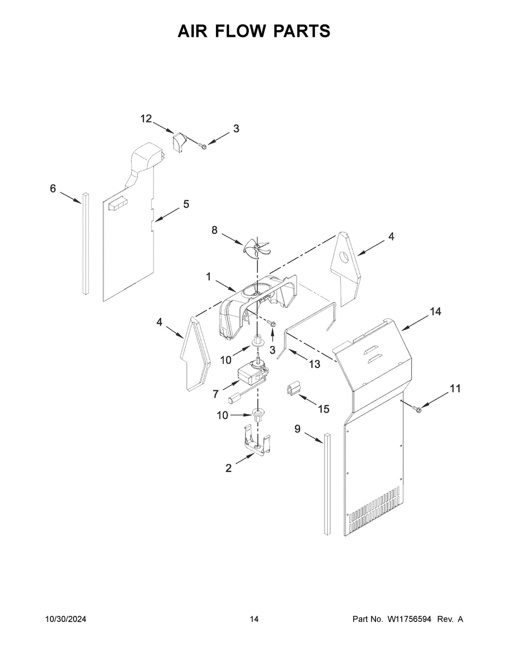 08 - Air Flow Parts Diagram and Parts List for WRS312SNHB06  Whirlpool Refrigerator