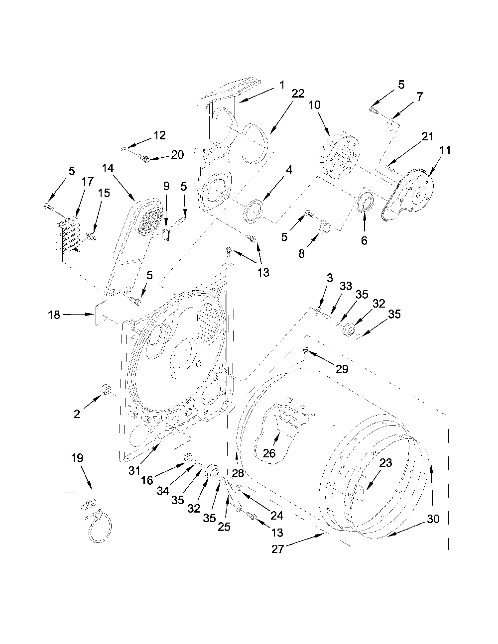 Bulkhead parts Diagram and Parts List for 110C60122511  Kenmore Dryer