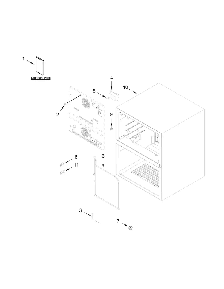 Cabinet Parts Diagram and Parts List for KUDF204ESB00  KitchenAid Refrigerator