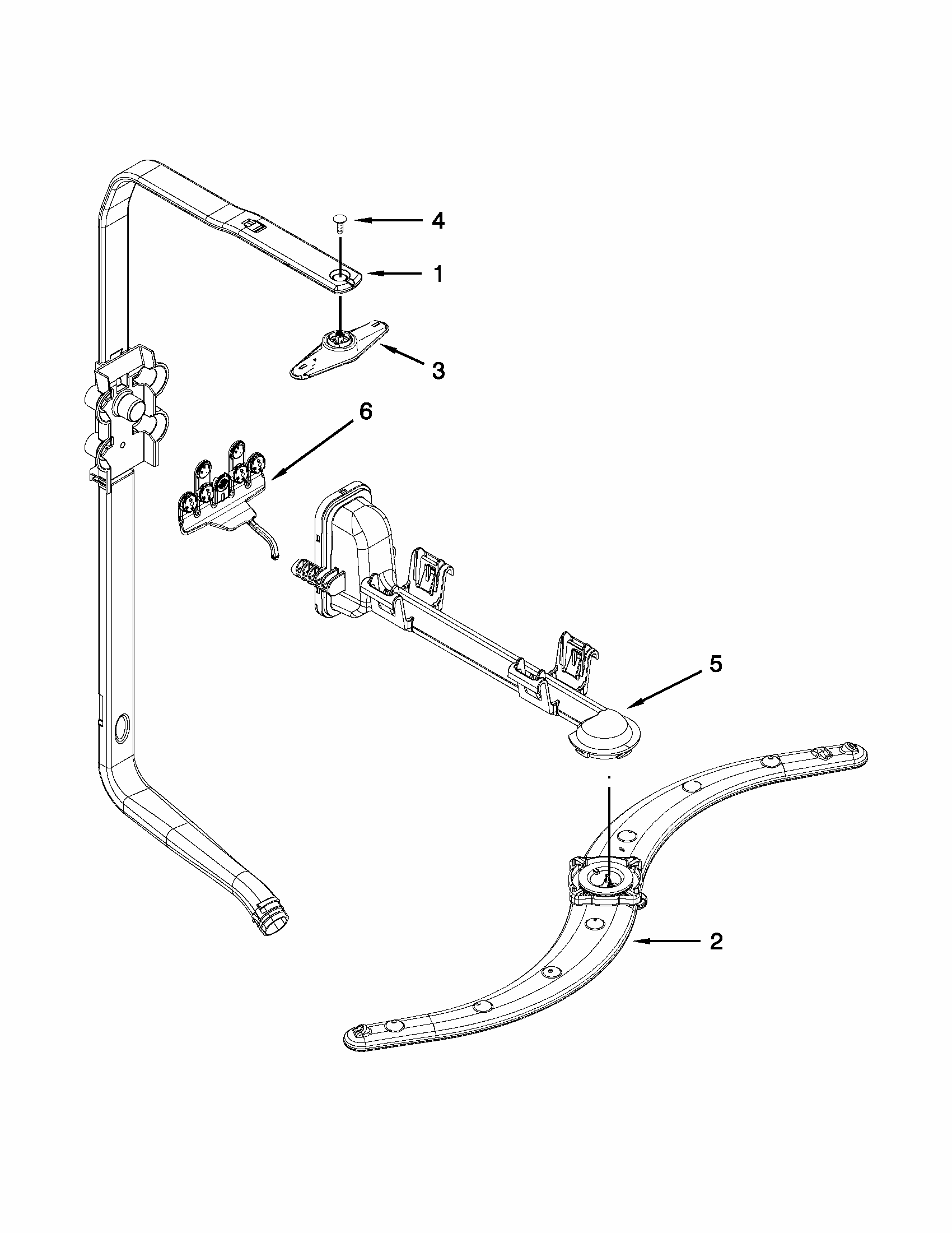 Upper Wash And Rinse Parts Diagram and Parts List for 66513043K114  Kenmore Dishwasher
