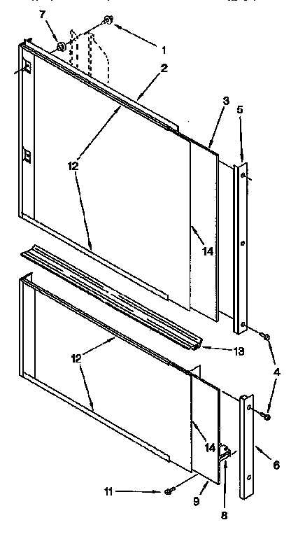 Door And Panel Diagram and Parts List for KUDI23HBW0  KitchenAid Dishwasher