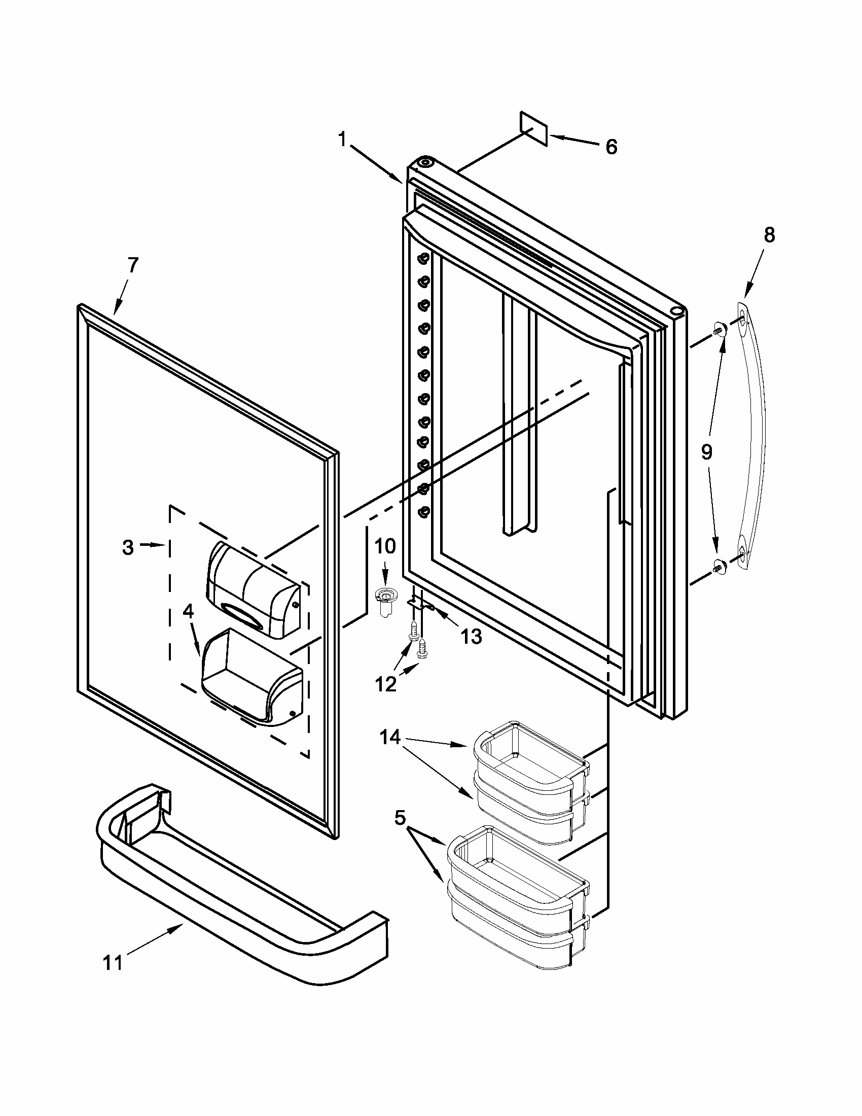 Refrigerator Door Parts Diagram and Parts List for GB9FHDXWQ07  Whirlpool Refrigerator