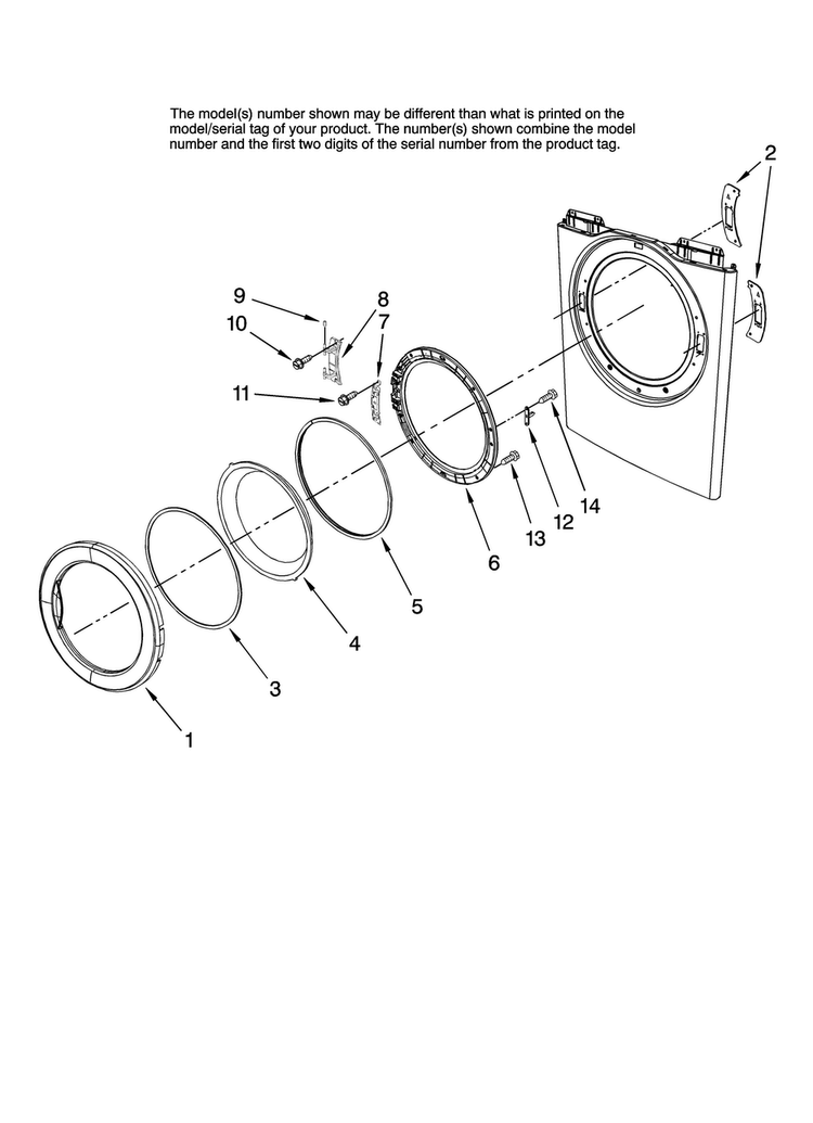Door Parts, Optional Parts Diagram and Parts List for YIED7200TW10  Inglis Dryer