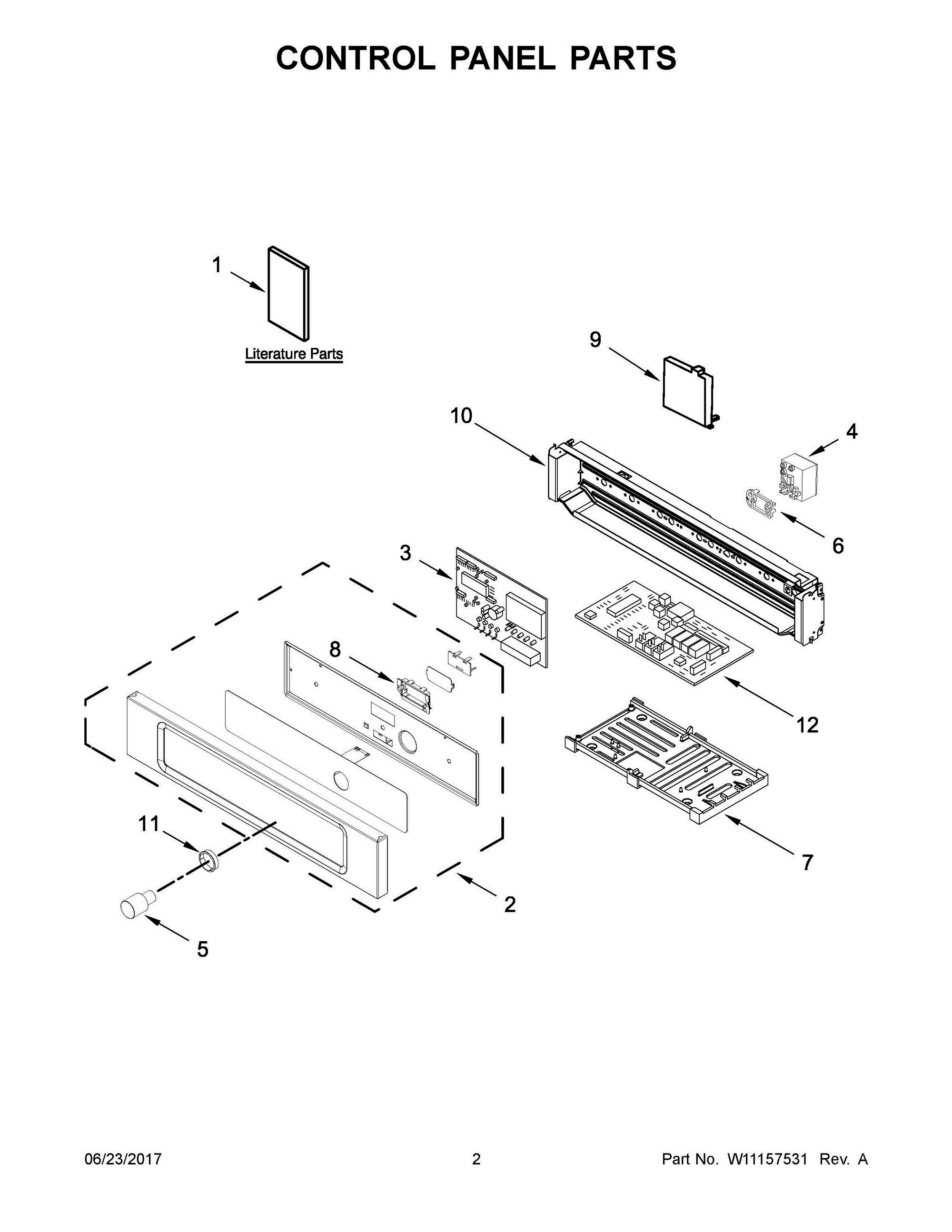 02 - CONTROL PANEL PARTS Diagram and Parts List for IMBS104GSS00  Whirlpool Microwave