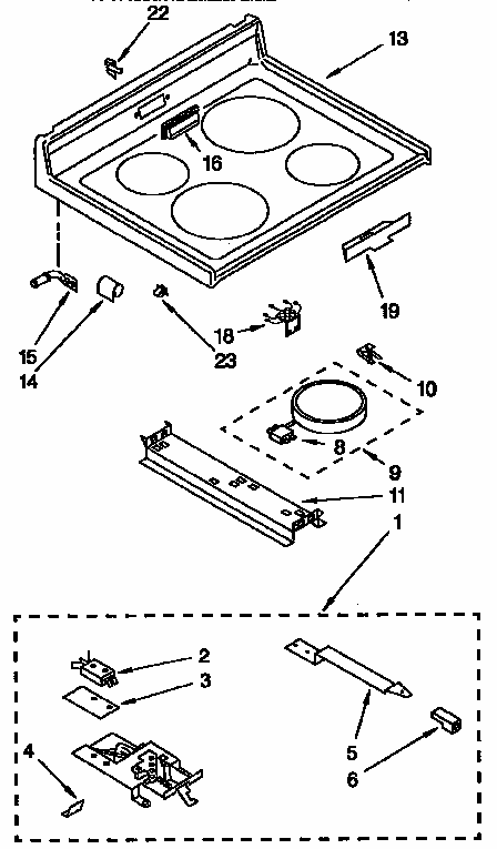 Cooktop Parts Diagram and Parts List for RF376PXYN3  Whirlpool Range