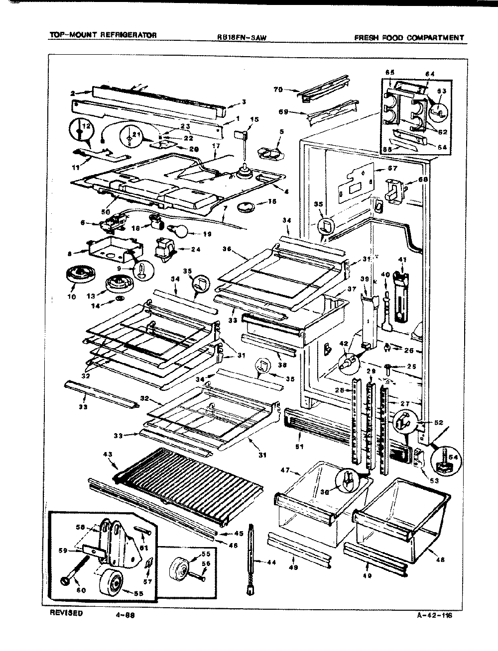 02 - Fresh Food Compartment Diagram and Parts List for RB18FN-3AW  Whirlpool Refrigerator