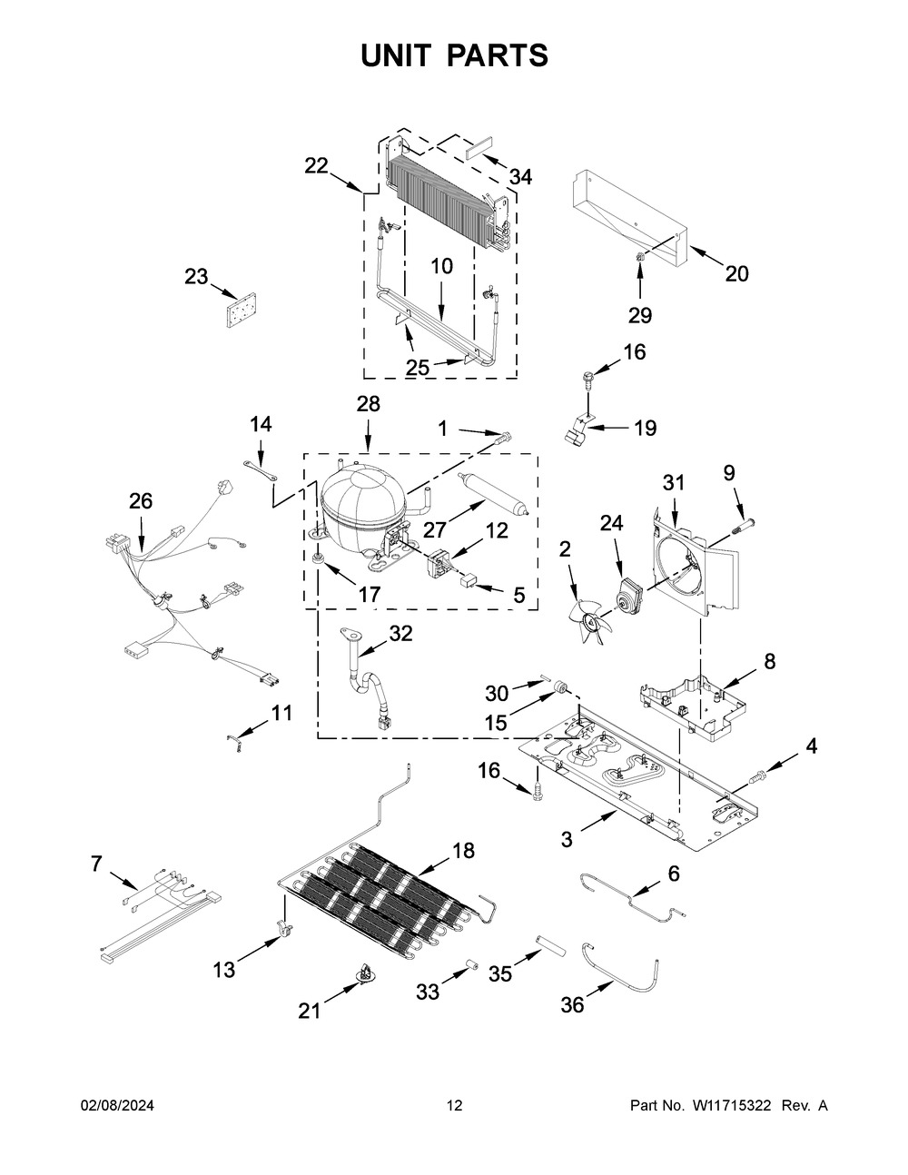 Unit Parts Diagram and Parts List for KRBR109ESS05  KitchenAid Refrigerator